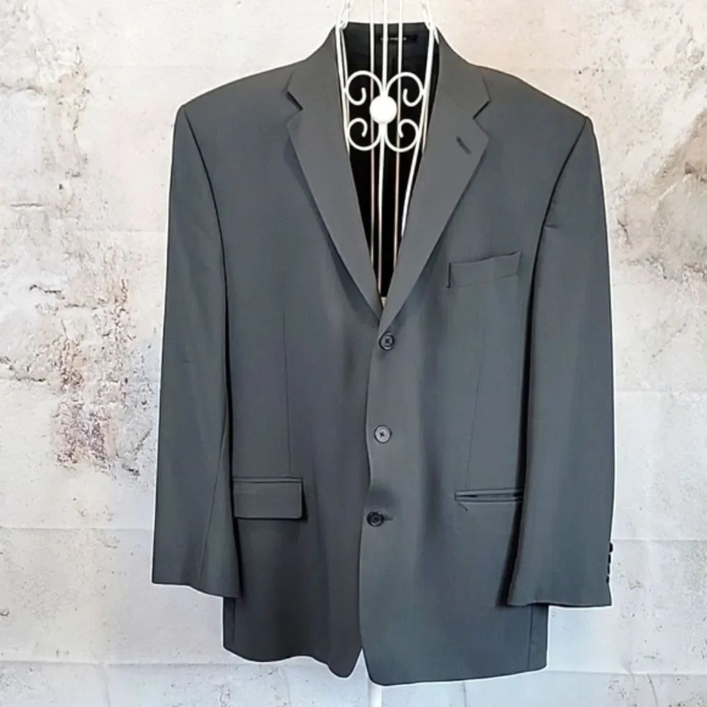Alfani Men's Charcoal wool suit jacket single breasted Size 46R